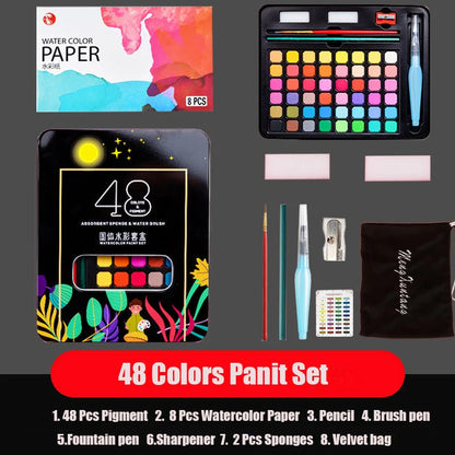 Watercolor Painting  48 Colors Solid Water Color Paint With Brush&Paper Drawing Set Art Supplies for Artists Beginner    Home Decor Supply | Online Retail | ShoreShopper.com