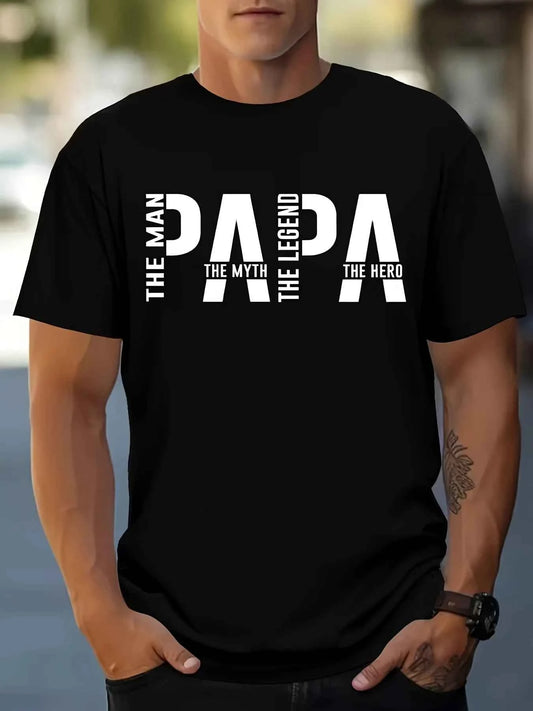 Summer Men's Father's Day Exclusive Fashion Short-sleeved Shirt with The "Dad" Theme Slogan 100% Cotton Comfortable and Casual