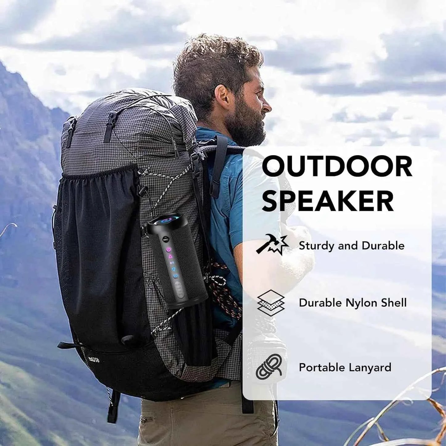Portable Bluetooth Speaker, Bluetooth 5.4 Speaker, 30W Dual Speaker, Deep Bass, 30H Playtime, 3 EQ Mode, Colorful RGB Lights