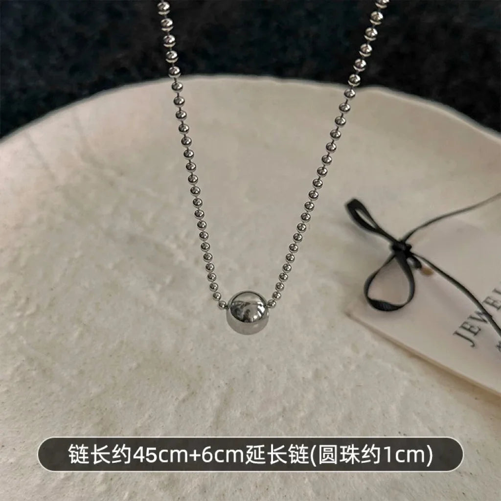 Personality Design Silver Color Stainless Steel Beaded Ball Pendant Necklace for Women Double Layer Hip Hop Rock Chokers Jewelry    Home Decor Supply | Online Retail | ShoreShopper.com