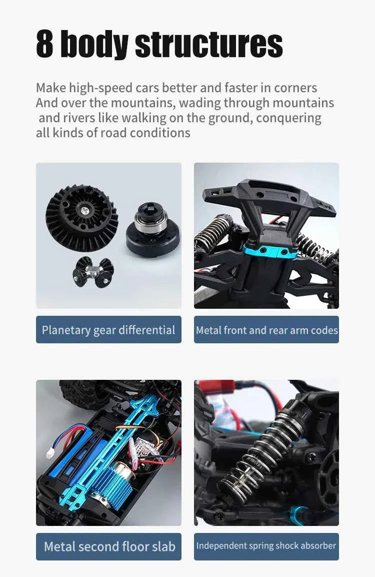 RC Car 75KM/H High Speed Racing Remote Control Car Truck for Adults 4WD Off Road Monster Trucks Climbing Vehicle Christmas Gift