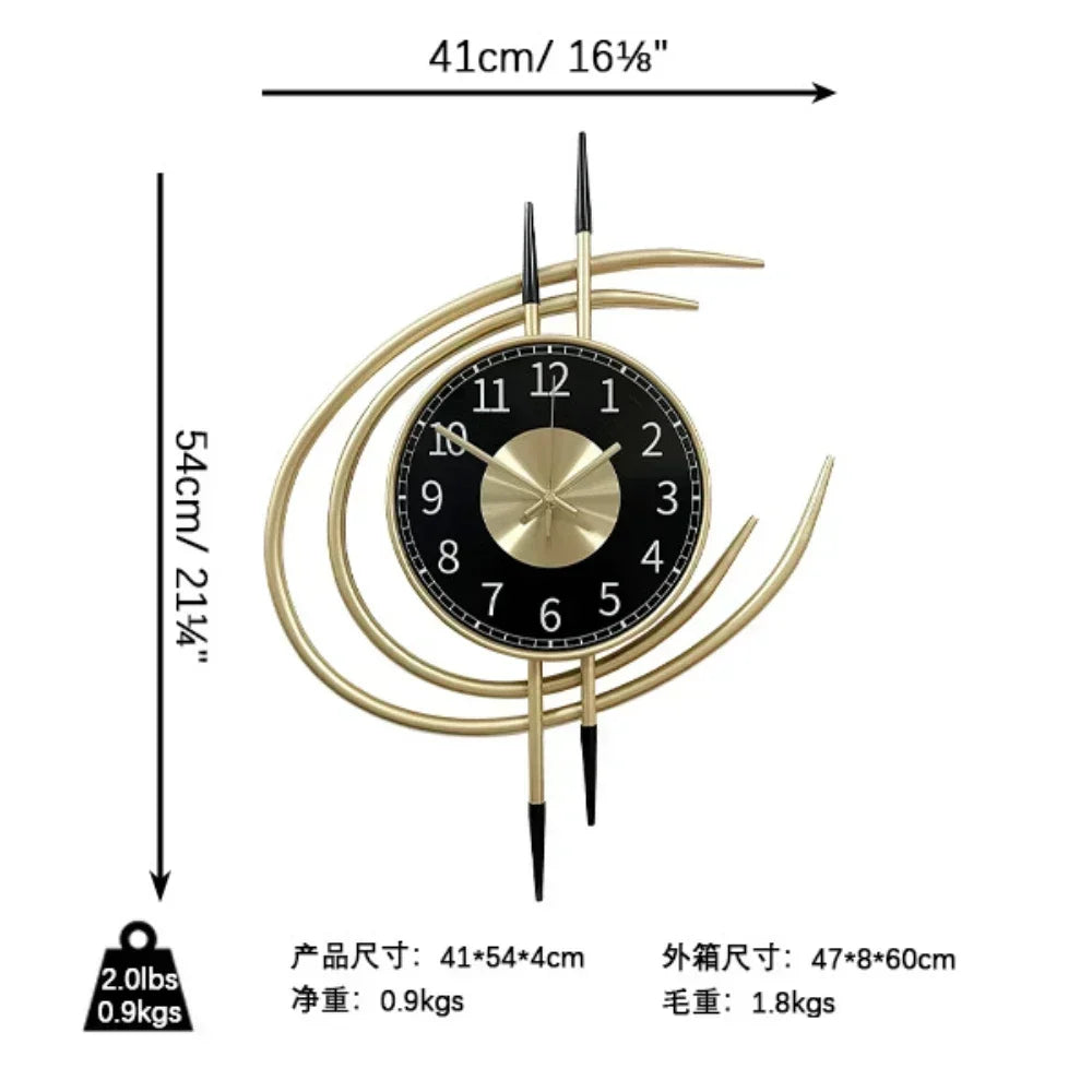 54cm Storm Eye Modern Wall Clock, Large Black Dial Metal Silent Analog Clock, Gold Luxury Decorative for Living Room Bedroom    Home Decor Supply | Online Retail | ShoreShopper.com