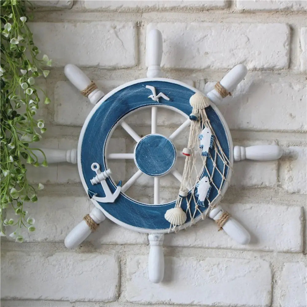 Art Decor 9 Inch Beach Wooden Boat Ship Steering Wheel Fishing Net Home Wall Decor    Your Coastal Marketplace | Shoreshopper.com