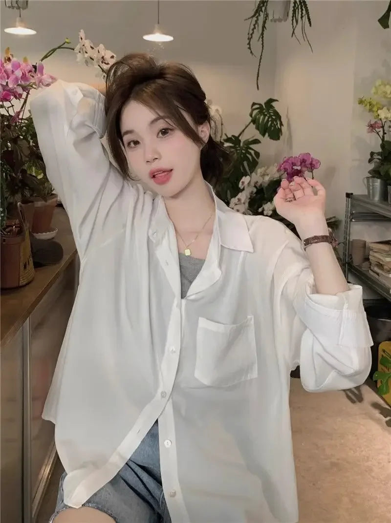 Sunscreen Shirt for Women in Summer New Polo Collar French Unique Loose Solid Color Long-sleeved Top Trendy    Home Decor Supply | Online Retail | ShoreShopper.com