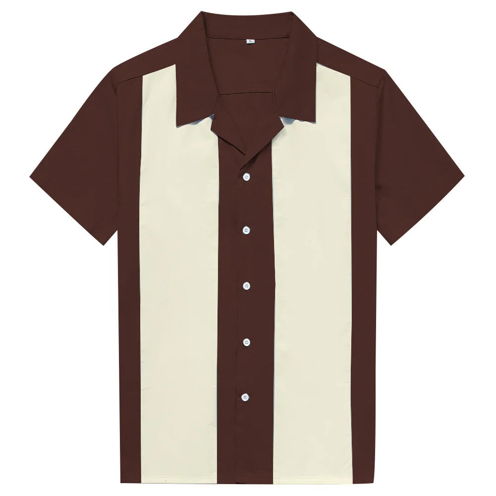 Vertical Striped Shirt Men Short Sleeve Work Men's Bowling Shirts for Men Cotton Summer Blouse Men Plus Size Male Clothing    Home Decor Supply | Online Retail | ShoreShopper.com