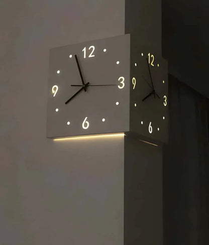 Ivory Corner Wrapping Double Sided Luminous w/ Light Sensor 16" Modern Wall Clock    Home Decor Supply | Online Retail | ShoreShopper.com
