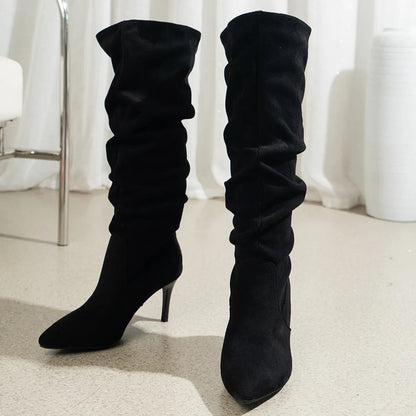 Shoes for Women Elegant Heeled Footwear Long New High Heels Autumn Winter Knee Suede Solid Color Pointed Toe Ladies Botas Mujer    Your Coastal Marketplace | Shoreshopper.com
