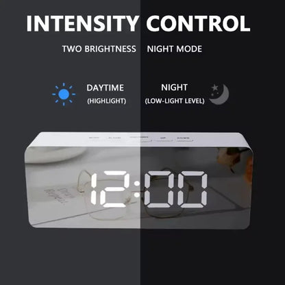 1Pc White Digital Clock LED Mirror Table Clock Snooze Display Time Night Light Desktop USB Alarm Clock Home Decor Desk Clock    Home Decor Supply | Online Retail | ShoreShopper.com