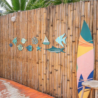 Nautical Coastal Ocean Home Wall Decor 10pcs Wooden Fish Hanging Ornament Non-3D Cute Pattern Beach Theme Bathroom Art Decor    Your Coastal Marketplace | Shoreshopper.com