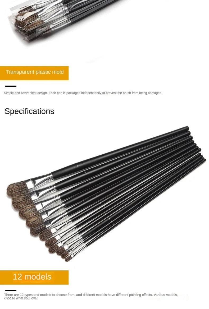 6pc new concept paintbrush wild boar mane oil painting brush water powder acrylic nail round head long black pole paintbrush set    Home Decor Supply | Online Retail | ShoreShopper.com
