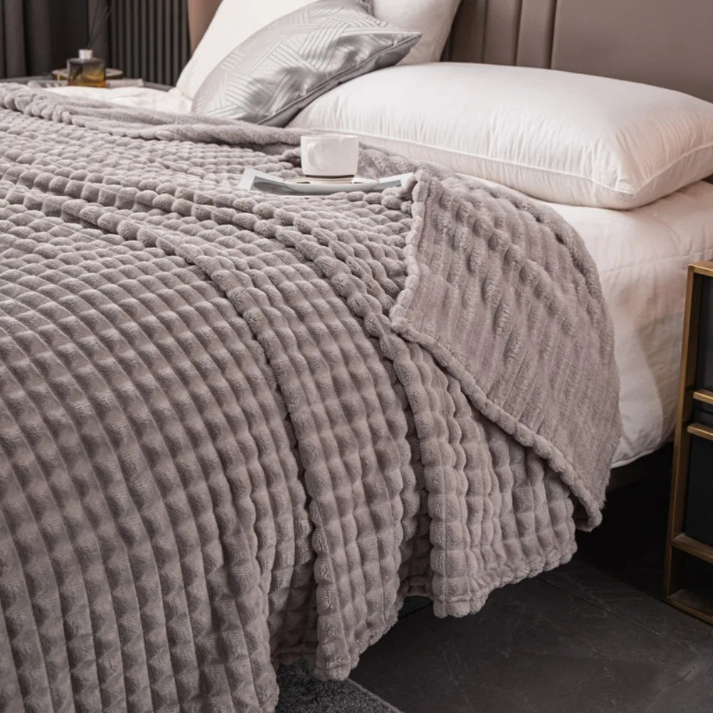 Durable Solid Color Flannel Blanket Thickened Comfortable Sofa Plush Blanket Soft Warm Office Nap Blanket Unisex    Your Coastal Marketplace | Shoreshopper.com