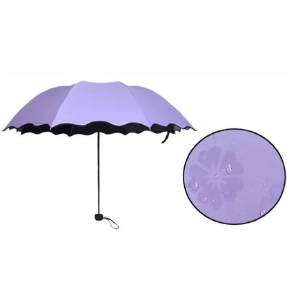 Umbrella Encountering Water Flowering 3-Fold Handheld Travel Umbrella UV Protection Portable Rain Umbrella with Parasol Frame    Your Coastal Marketplace | Shoreshopper.com
