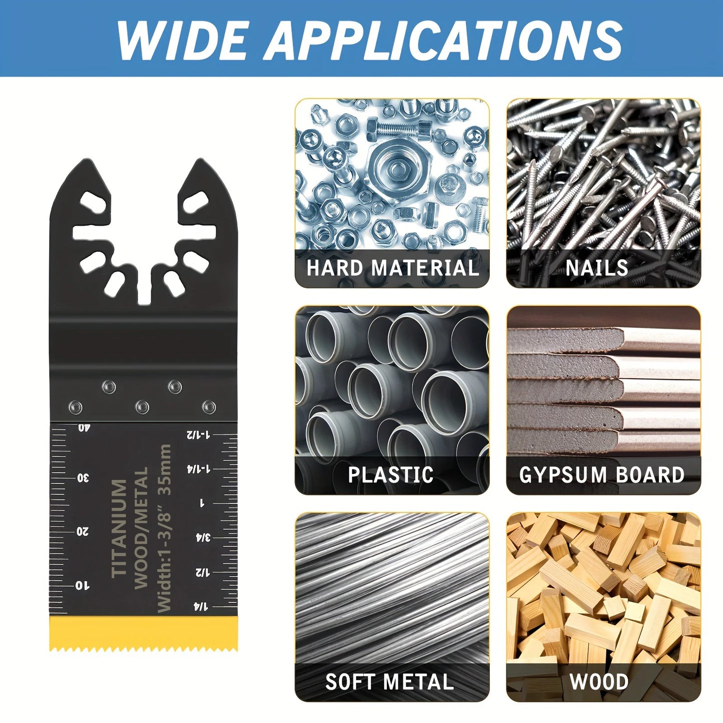 Titanium Oscillating Blades Kit: Cuts Metal/Wood/Plastic/Hard Material/Nails. Fits Dewalt, Rockwell, Milwaukee, Makita, Bo - ShoreCo.Shop