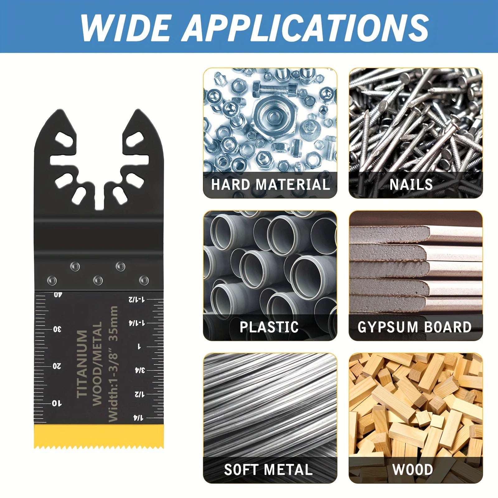Titanium Oscillating Blades Kit: Cuts Metal/Wood/Plastic/Hard Material/Nails. Fits Dewalt, Rockwell, Milwaukee, Makita, Bo - ShoreCo.Shop
