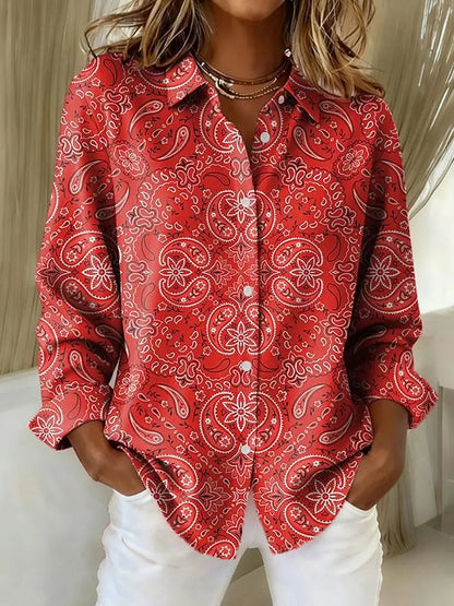 Women's Shirt Blouse Paisley Elegant Stylish Modern Long Sleeve Shirt Collar Regular Tops Work Print Summer Spring Fall Winter    Your Coastal Marketplace | Shoreshopper.com