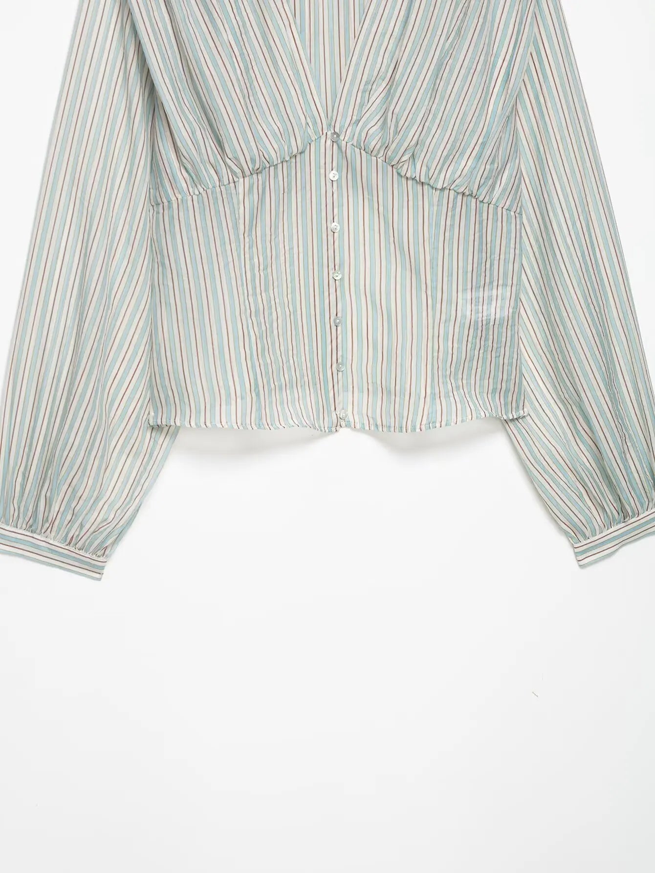 Women Sexy Shirts Spring Summer New Female V-Neck Long Sleeve Shirt Waist-Cinching Striped Tops Lady Chic Casual Holiday Blouses    Your Coastal Marketplace | Shoreshopper.com