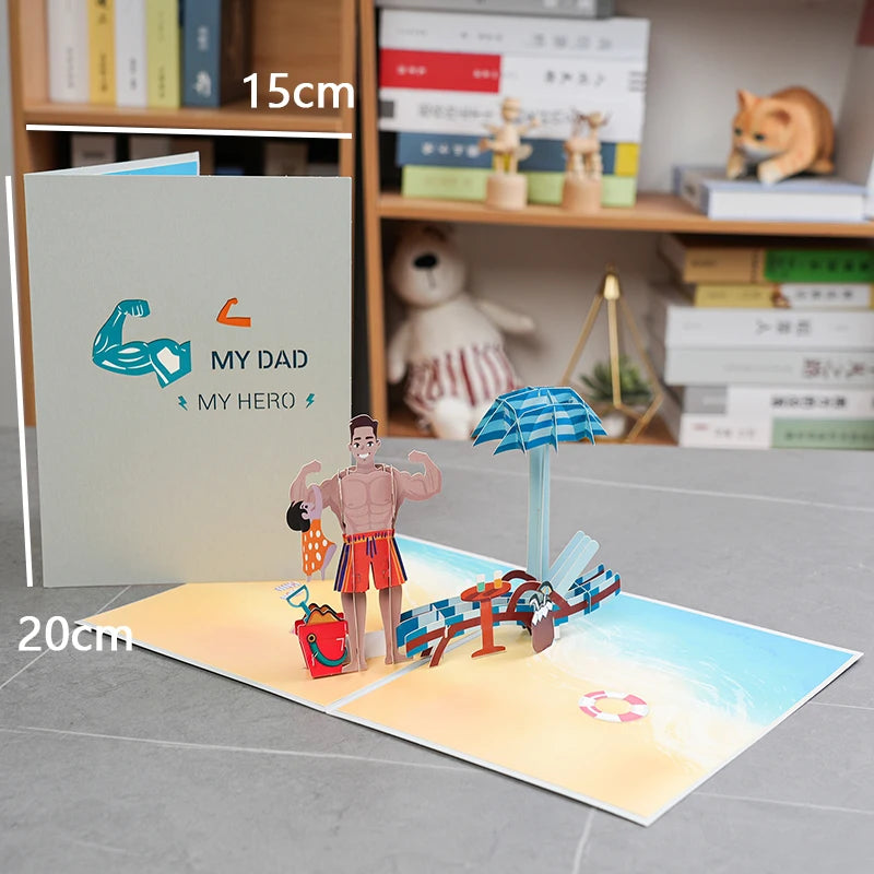 3D Pop-Up Father's Day Greeting Card Unique Handmade Gift for Dad Birthday Card with Notecard    Your Coastal Marketplace | Shoreshopper.com