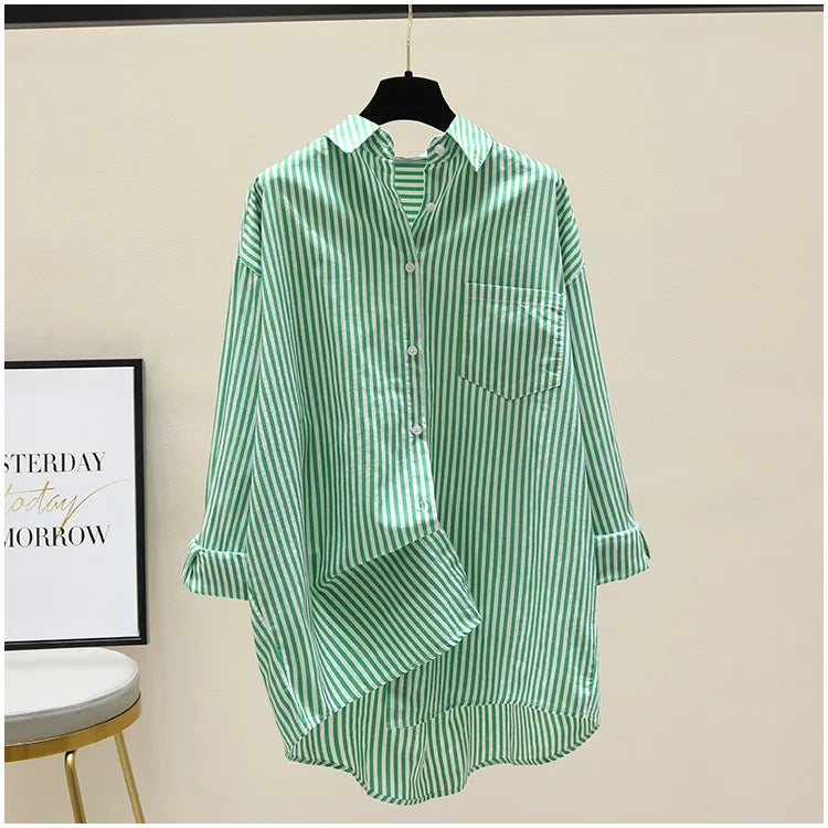 Striped Shirt Women Shirts Summer Autumn Fashion Female Office Lady Loose Blouse Long Sleeve Sun Protection Tops Casual Shirts    Your Coastal Marketplace | Shoreshopper.com