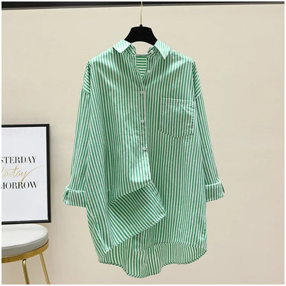 Striped Shirt Women Shirts Summer Autumn Fashion Female Office Lady Loose Blouse Long Sleeve Sun Protection Tops Casual Shirts    Your Coastal Marketplace | Shoreshopper.com