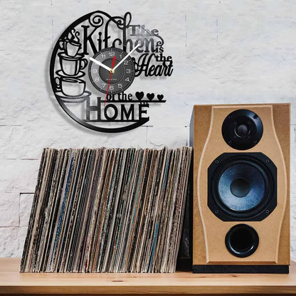 The Kitchen The Heart Of The Home Inspired Vinyl Record Clock Modern Design Vinyl Wall Watch Kitchen Decor Noiseless Timepieces    Home Decor Supply | Online Retail | ShoreShopper.com