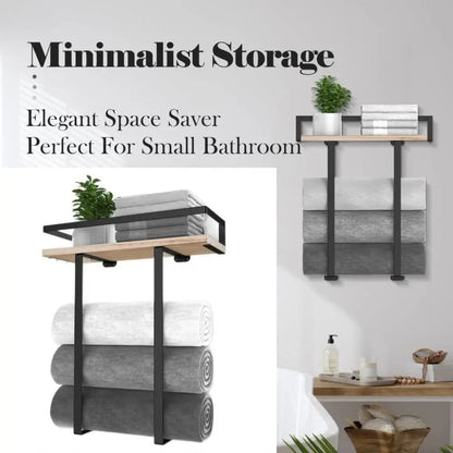 Wood and Iron Bathroom Shelf Rectangle Shape Rust Proof Shower Shelf Large Capacity Space Saving Wall Mounted Shelf    Home Decor Supply | Online Retail | ShoreShopper.com