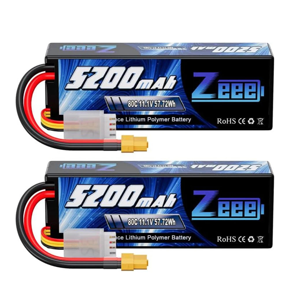 Zeee 3S LiPo RC Battery 11.1V 5200mAh 80C Hardcase w/ Plugs - ShoreCo.Shop
