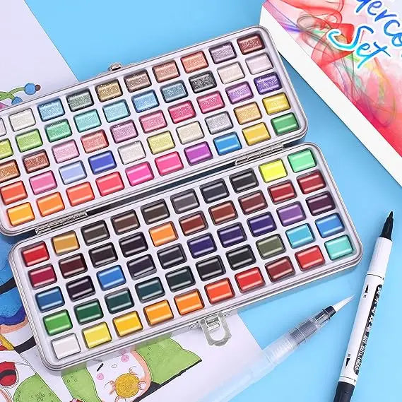 The 50/72/90/100/128/168 watercolor paint set includes a palette, brushes, drawing pens, professional painting supplies    Home Decor Supply | Online Retail | ShoreShopper.com