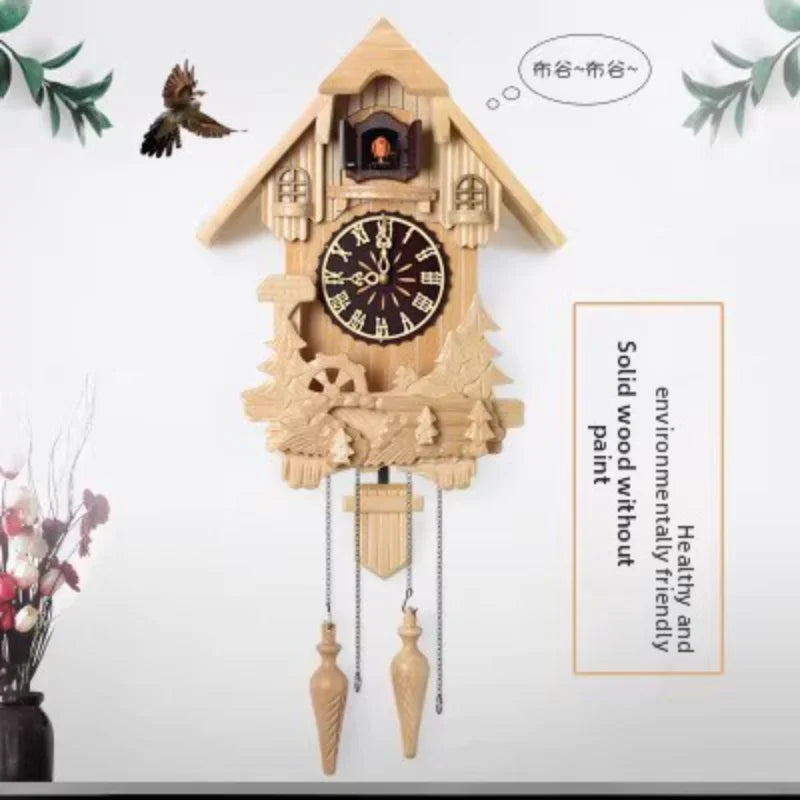 Wooden Handcrafted Cuckoo Clock for Wall with Cuccu Chimes and Swing Pendulum for Home Nordic  Decor Solid Wood Cuccu Watch    Home Decor Supply | Online Retail | ShoreShopper.com