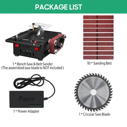 200W Circular Table Saw Mini Bench Saw and Belt Sander Variable Speed 30mm Cutting Depth for Wood Plastic Stone Metal Knife - ShoreCo.Shop
