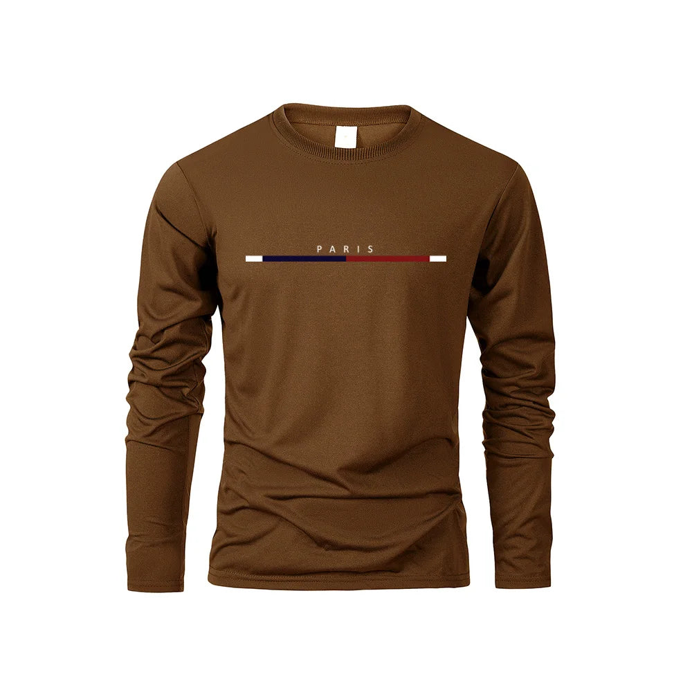Men's Long Sleeve T Shirts of PARIS Printing Solid Color Casual Tops Autumn High Quality Loose T-Shirt Men Classic Clothing    Home Decor Supply | Online Retail | ShoreShopper.com