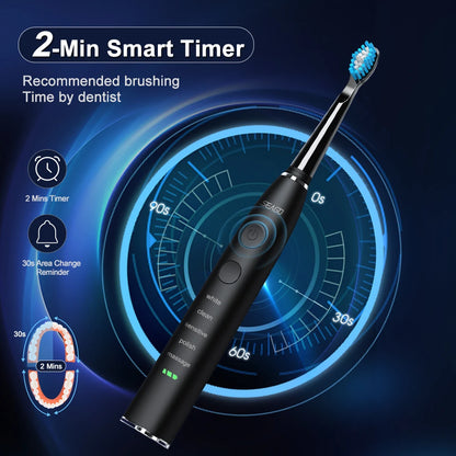Seago Electric Sonic Toothbrush USB Rechargeable Adult 360 Days Long Battery Life IPX7 4 Replacement Heads Travel Box  SG-575 - ShoreCo.Shop