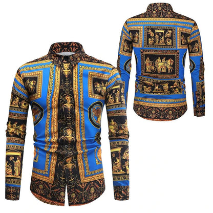 Baroque Floral Royal Shirts Men Luxury Print Designer Tops Paisley Pattern Flowers Fashion Western Long Sleeve Shirt Camisas    Home Decor Supply | Online Retail | ShoreShopper.com