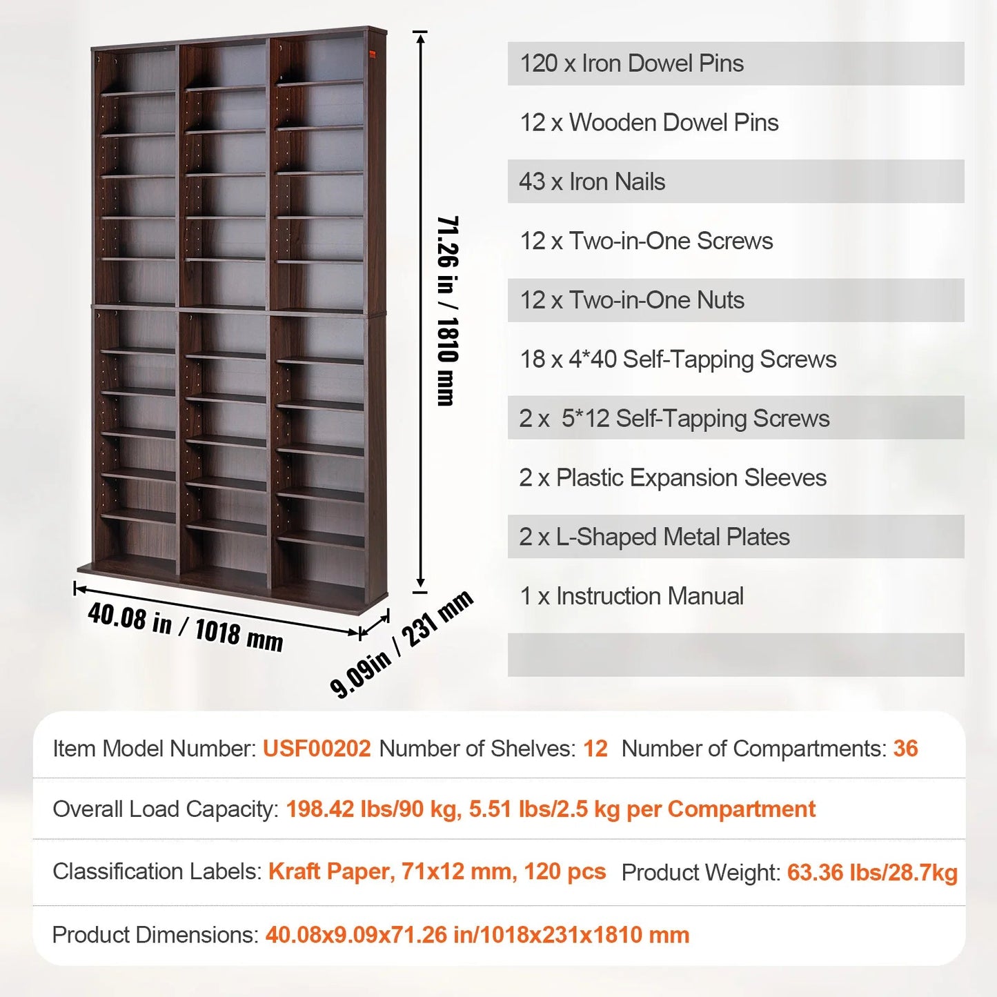 SucceBuy Media Storage Cabinet DVD Shelf Holds Adjustable CD Shelves 5/12/16/36 Compartments Protects and Organizes Music Movie    Home Decor Supply | Online Retail | ShoreShopper.com