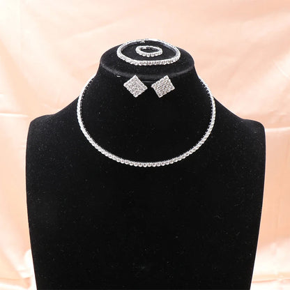 4Pcs/set Bridal Jewelry Set Necklace Bracelets Ring Earrings Set Super Gorgeous Luxury Shiny Fashion Jewelry Party Gift    Home Decor Supply | Online Retail | ShoreShopper.com