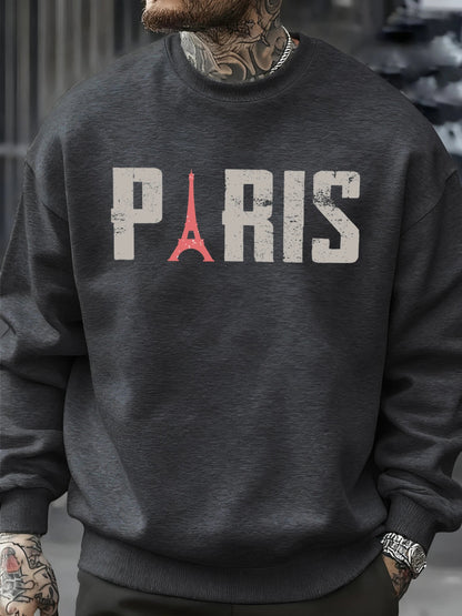 Famous Paris Tower Pattern Sweatshirt Men O-Neck Clothes Autumn Fleece Retro Pullover Loose Unisex Colour Fashion Streetwear    Home Decor Supply | Online Retail | ShoreShopper.com