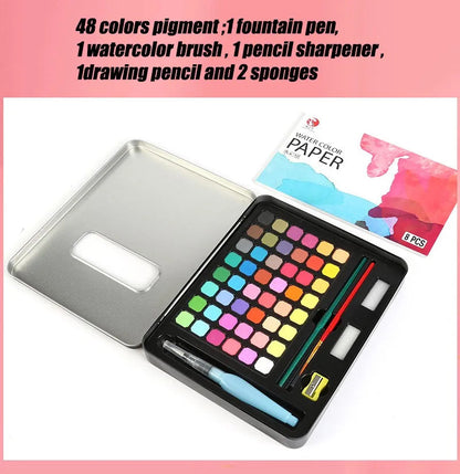 Watercolor Painting  48 Colors Solid Water Color Paint With Brush&Paper Drawing Set Art Supplies for Artists Beginner    Home Decor Supply | Online Retail | ShoreShopper.com