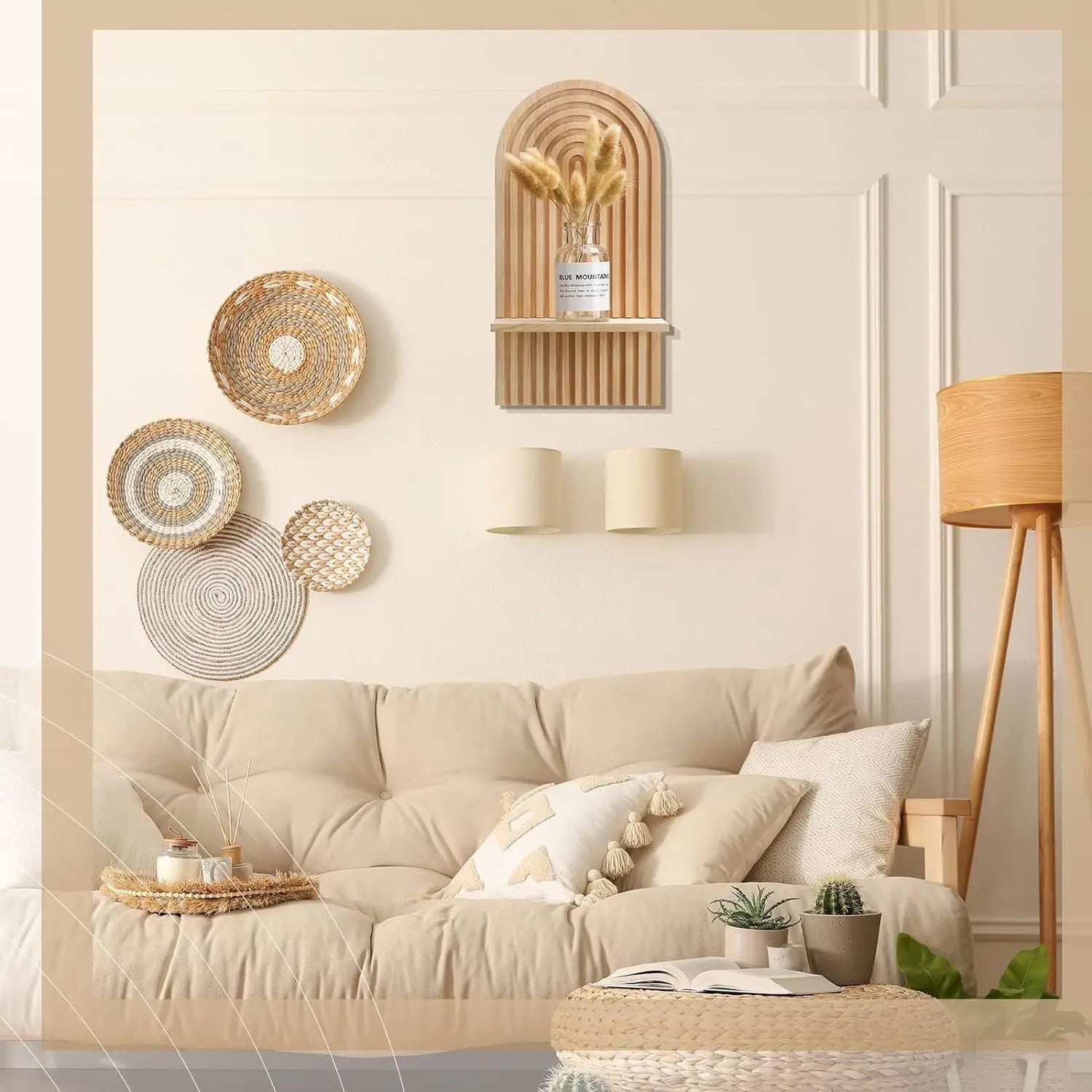 Boho Wooden Shelves for Wall Decorative Book Floating Wall Shelf for Living Room Bathroom Bedroom Classroom Office Nursery Home    Home Decor Supply | Online Retail | ShoreShopper.com