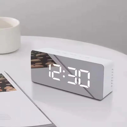 1Pc White Digital Clock LED Mirror Table Clock Snooze Display Time Night Light Desktop USB Alarm Clock Home Decor Desk Clock    Home Decor Supply | Online Retail | ShoreShopper.com