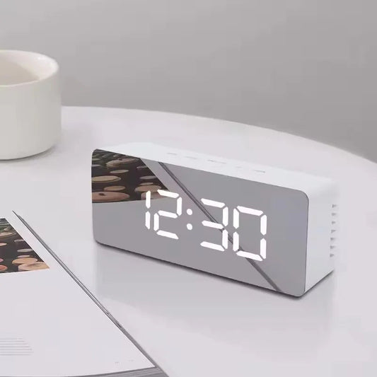 1Pc White Digital Clock LED Mirror Table Clock Snooze Display Time Night Light Desktop USB Alarm Clock Home Decor Desk Clock    Home Decor Supply | Online Retail | ShoreShopper.com