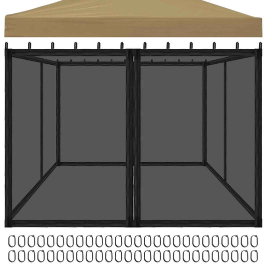 Gazebo Universal Replacement Mosquito Netting Outdoor Gazebo Canopy 4-Panel Screen Walls with Zipper (Mosquito Net Only)