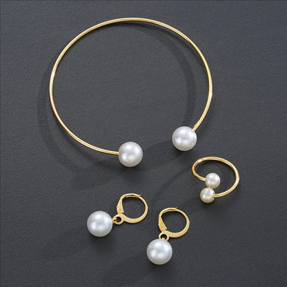 Female Jewelry Set Pearl Open Stud Earrings Bracelet Ring Women's Simple Luxurious High-end Sophisticated Accessories    Home Decor Supply | Online Retail | ShoreShopper.com