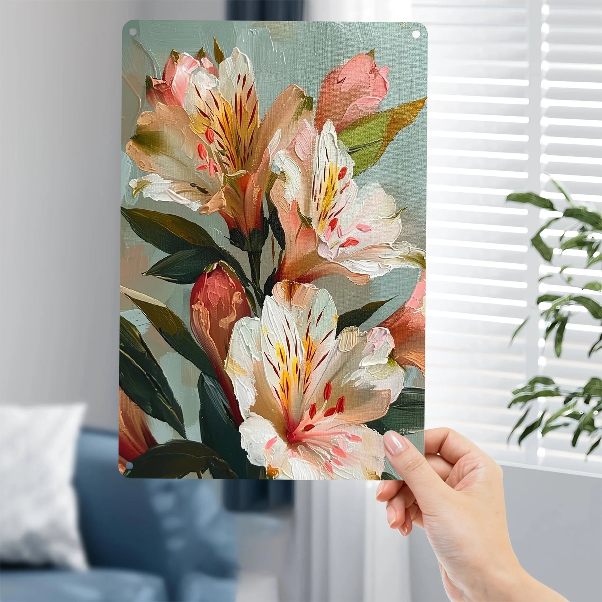 Vibrant 2D Flat Metal Wall Art - Weather-Resistant Tin Plaque with Flowers, 7.87x11.8 Inch, Ideal for Indoor/Outdoor Decor    Home Decor Supply | Online Retail | ShoreShopper.com