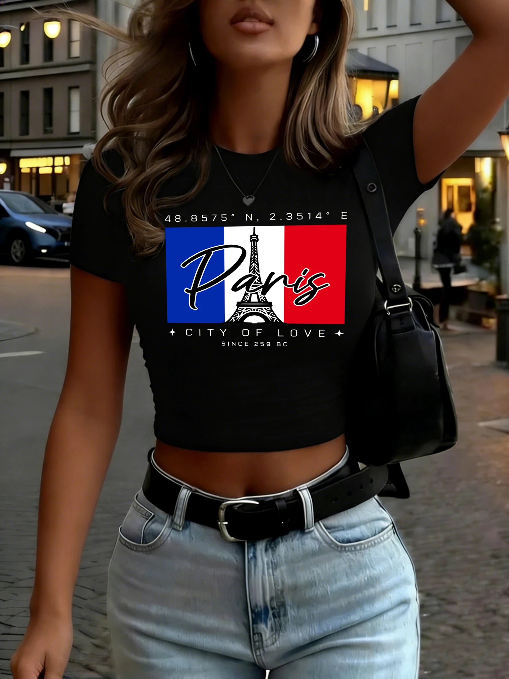 Paris City Of Love Since 259 Art Letter Print Women T Shirt Summer Short Sleeve Hip Hop Crewneck Clothes Slim Yoga Crop T-Shirts    Home Decor Supply | Online Retail | ShoreShopper.com