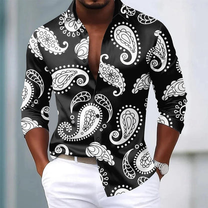 Men's Paisley Floral Print Shirt Fashionable Retro Casual Comfortable Soft Top for Social Party Holiday Clothing    Home Decor Supply | Online Retail | ShoreShopper.com