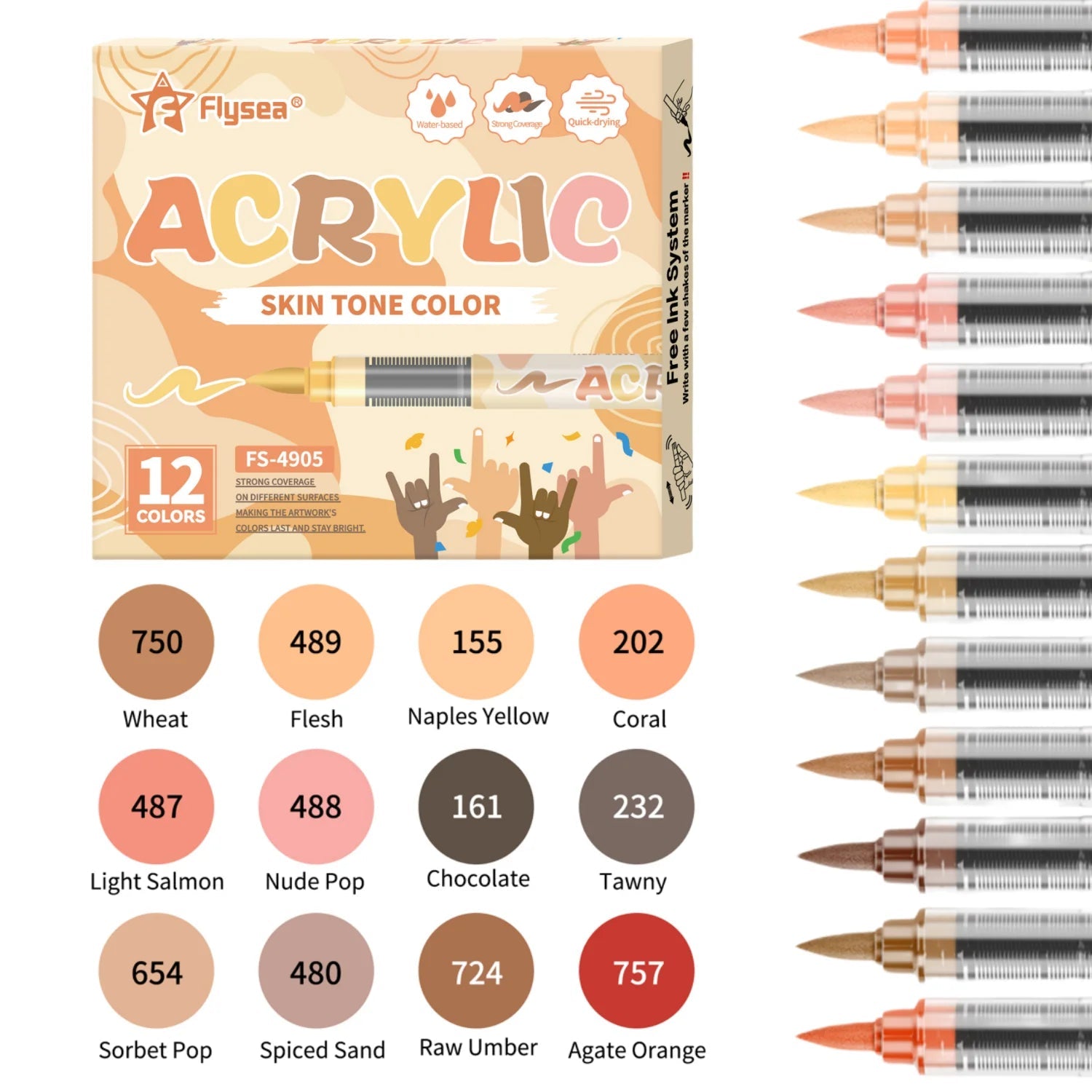 Skin Tones Art Markers,Soft Brush Tip Acrylic Paint Pens,Quick-Drying Waterproof for Sketching,Wood,Glass,Fabric,Rocks Painting    Home Decor Supply | Online Retail | ShoreShopper.com