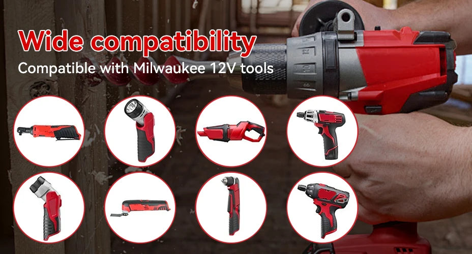 For Milwaukee 12V Tool Battery For Milwaukee M12 6000mAh Lithium Battery Impact Wrench Drill Power Tools Battery    Home Decor Supply | Online Retail | ShoreShopper.com