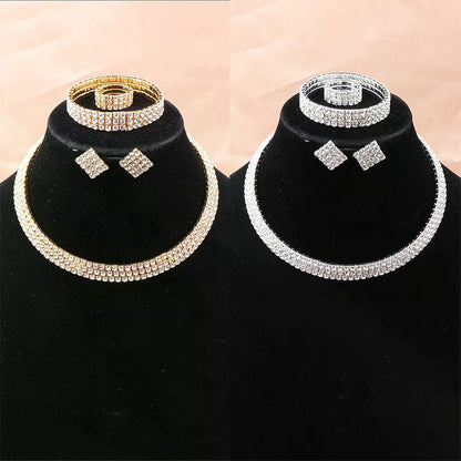4Pcs/set Bridal Jewelry Set Necklace Bracelets Ring Earrings Set Super Gorgeous Luxury Shiny Fashion Jewelry Party Gift    Home Decor Supply | Online Retail | ShoreShopper.com