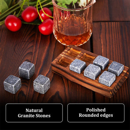 Father'S Day Gift For Men Whiskey Stones Set 8 Pcs Granite Ice Cubes+ 2 Pcs Cups For Whisky In Wooden Bottle Box Present For Dad    Your Coastal Marketplace | Shoreshopper.com