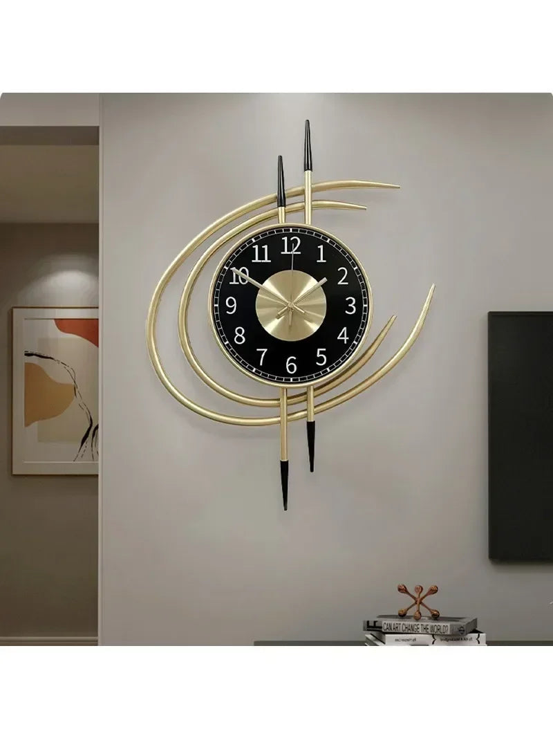 54cm Storm Eye Modern Wall Clock, Large Black Dial Metal Silent Analog Clock, Gold Luxury Decorative for Living Room Bedroom    Home Decor Supply | Online Retail | ShoreShopper.com