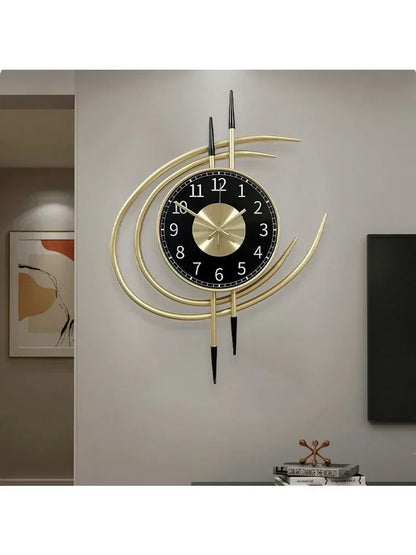 54cm Storm Eye Modern Wall Clock, Large Black Dial Metal Silent Analog Clock, Gold Luxury Decorative for Living Room Bedroom    Home Decor Supply | Online Retail | ShoreShopper.com